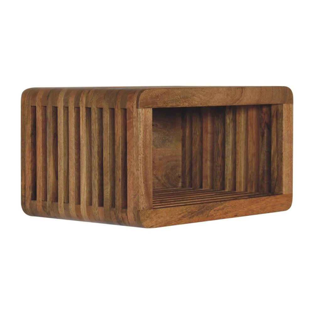 Brown Solid Wood Carved Geometric Floating Nightstand - 18-inch