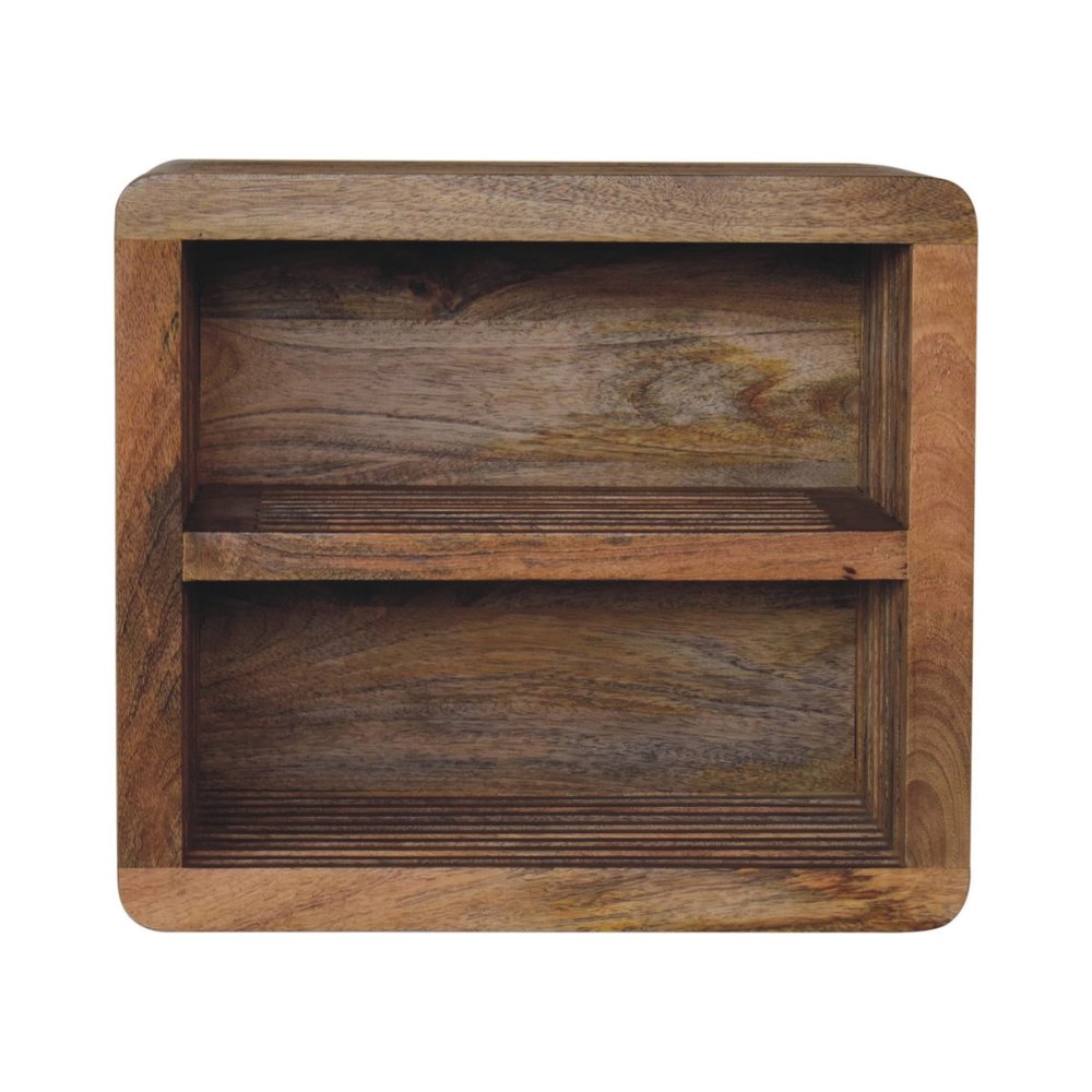 Brown Solid Wood Carved Geometric Floating Nightstand - 18-inch