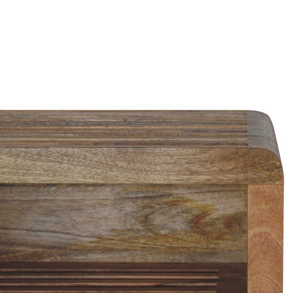 Brown Solid Wood Carved Geometric Floating Nightstand - 18-inch