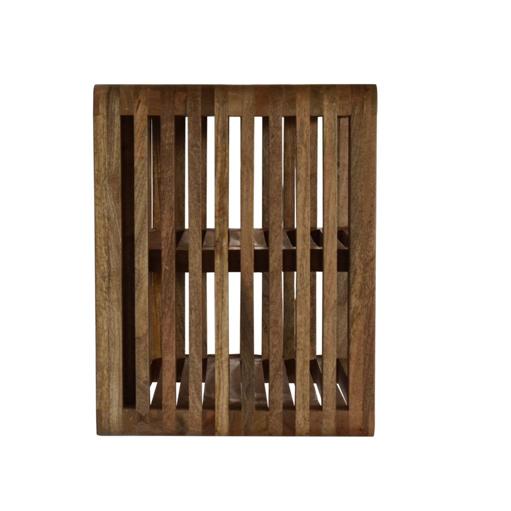 Brown Solid Wood Carved Geometric Floating Nightstand - 18-inch