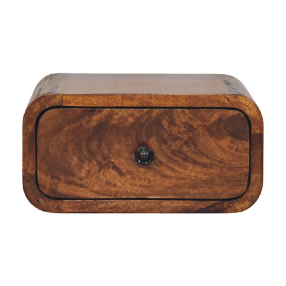 Chestnut Solid Wood One Drawer Floating Nightstand - 12-inch