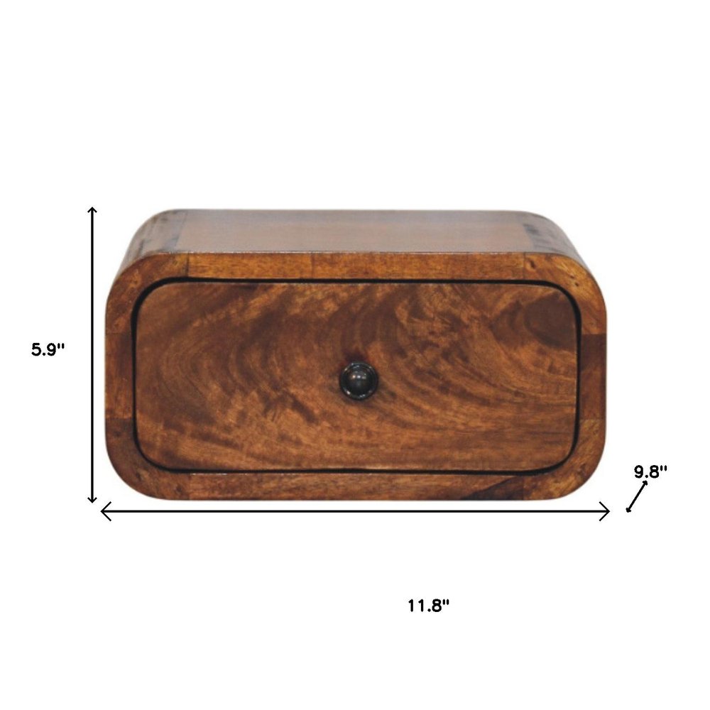 Chestnut Solid Wood One Drawer Floating Nightstand - 12-inch