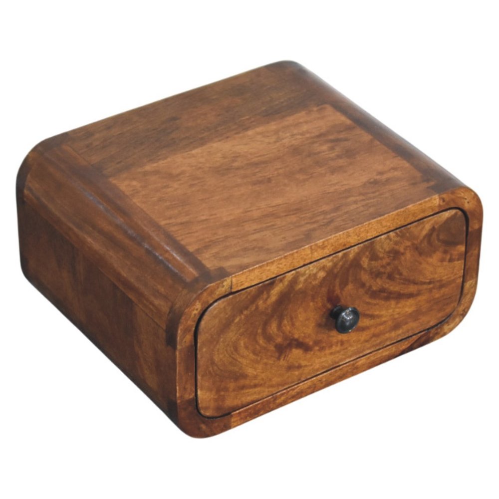 Chestnut Solid Wood One Drawer Floating Nightstand - 12-inch