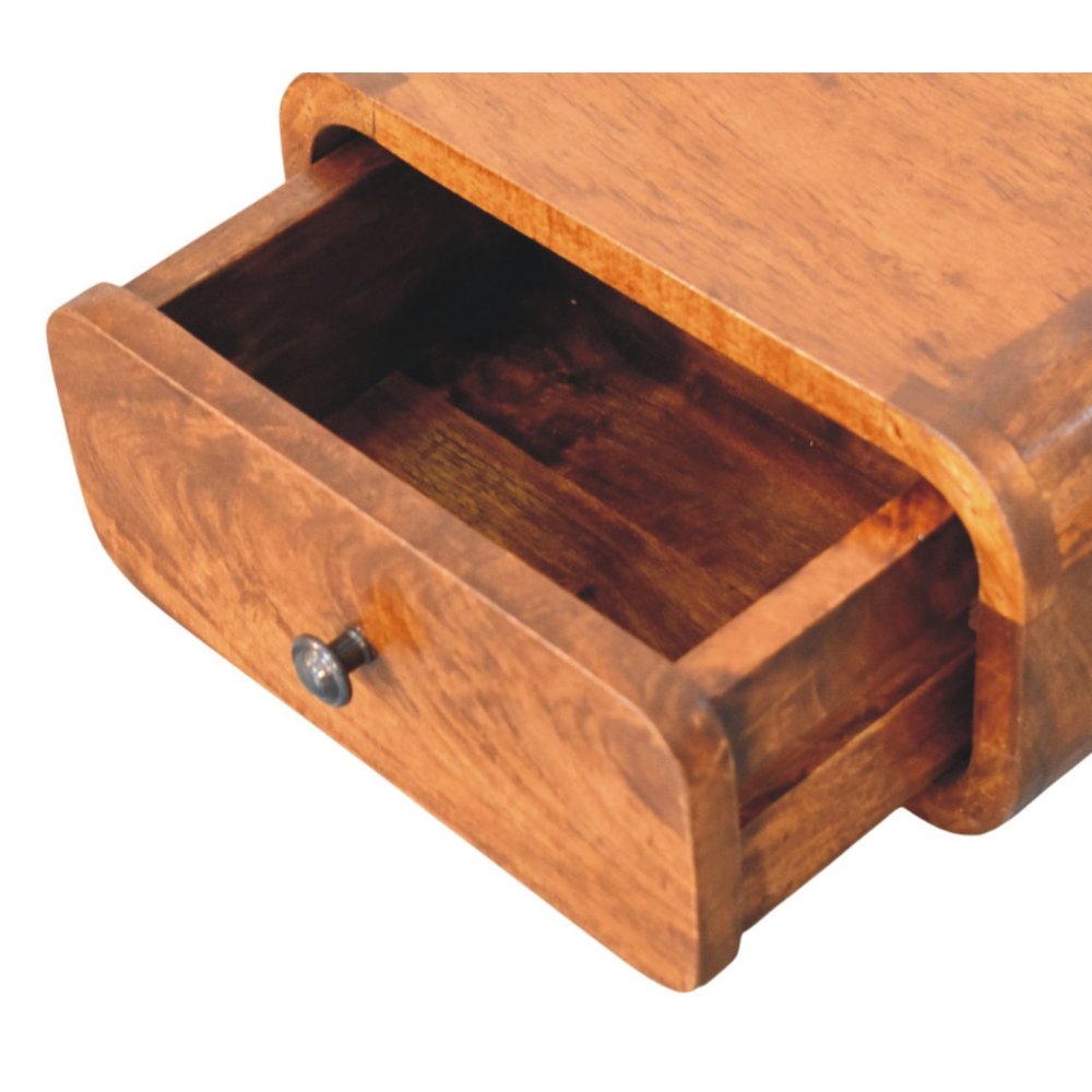 Chestnut Solid Wood One Drawer Floating Nightstand - 12-inch