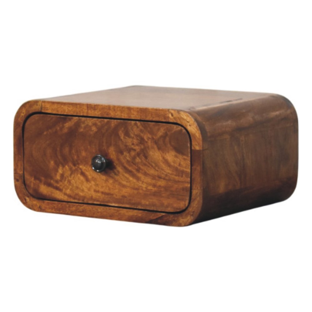 Chestnut Solid Wood One Drawer Floating Nightstand - 12-inch