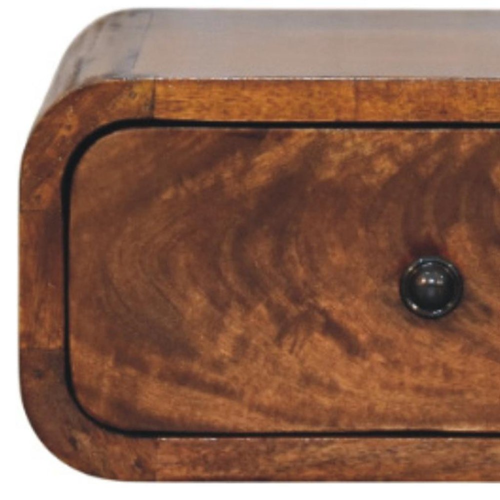 Chestnut Solid Wood One Drawer Floating Nightstand - 12-inch