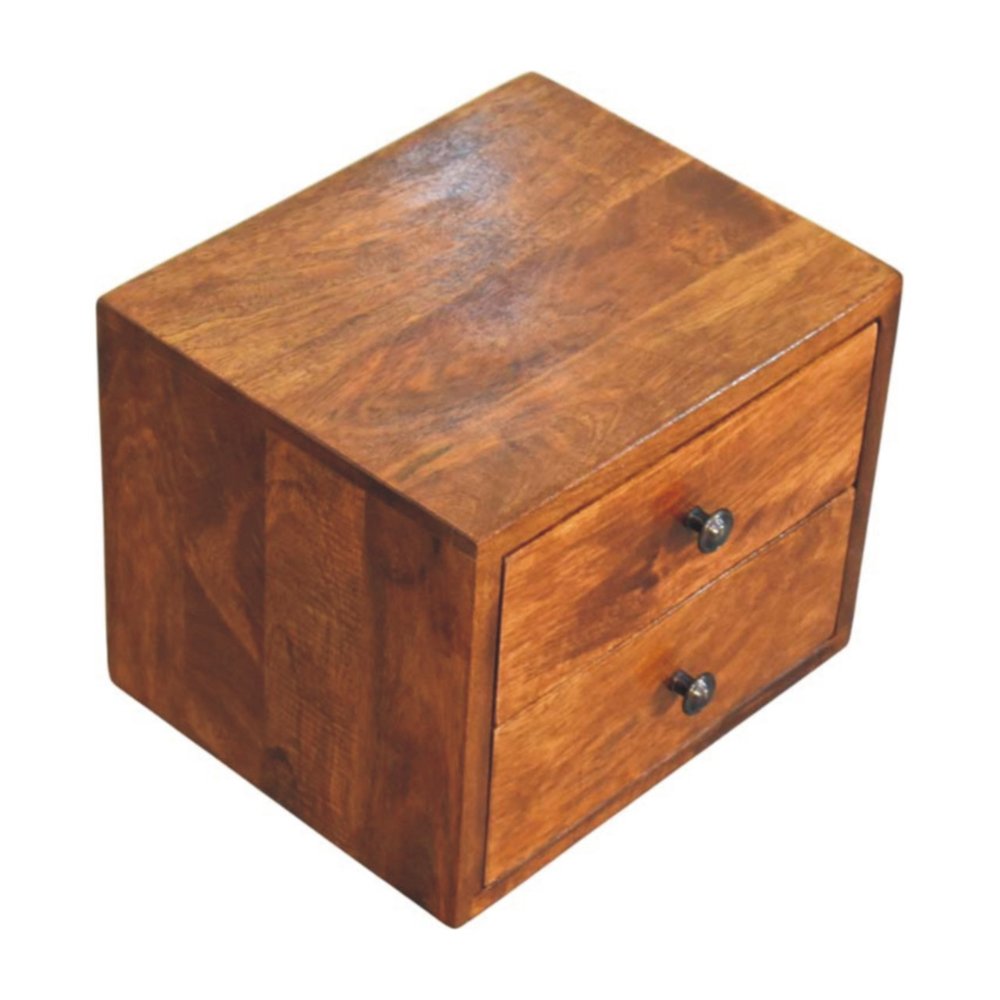 Chestnut Solid Wood Two Drawer Floating Nightstand - 12-inch