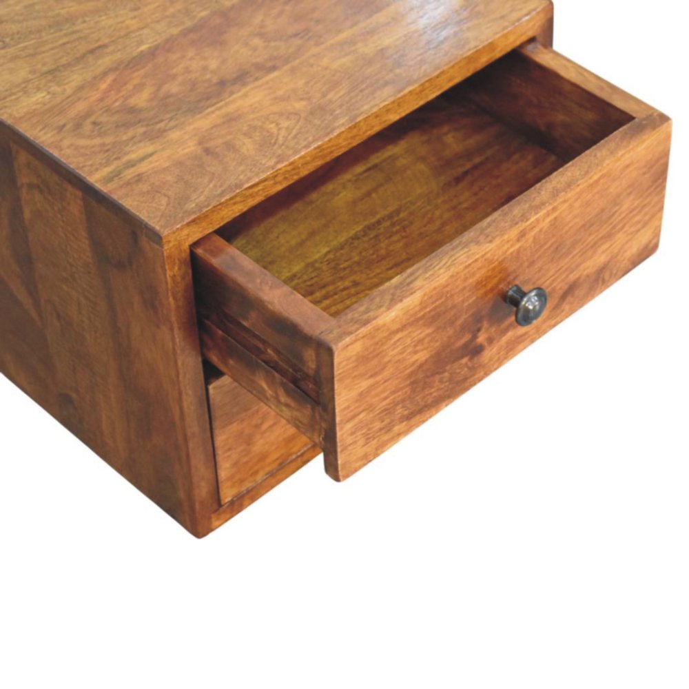 Chestnut Solid Wood Two Drawer Floating Nightstand - 12-inch