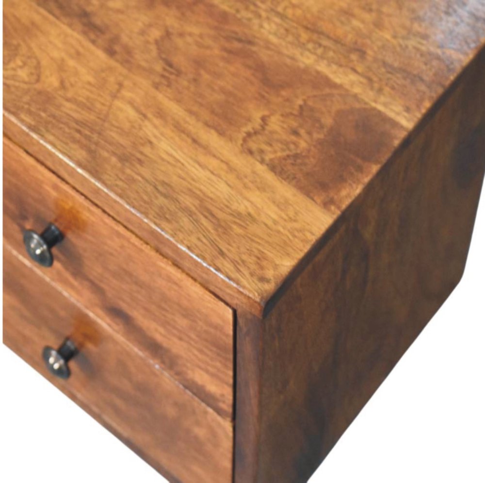 Chestnut Solid Wood Two Drawer Floating Nightstand - 12-inch