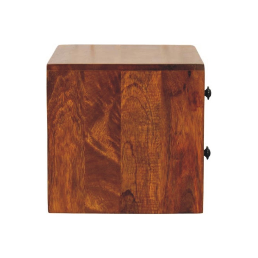 Chestnut Solid Wood Two Drawer Floating Nightstand - 12-inch