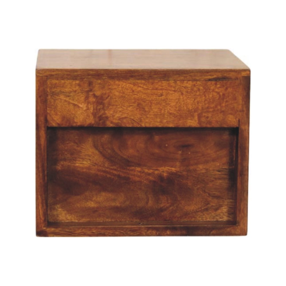 Chestnut Solid Wood Two Drawer Floating Nightstand - 12-inch