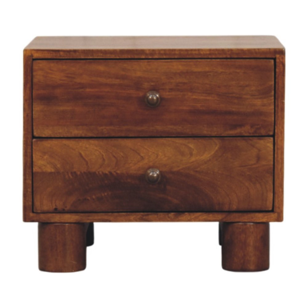 Chestnut Solid Wood Square Two Drawer Nightstand - 15-inch