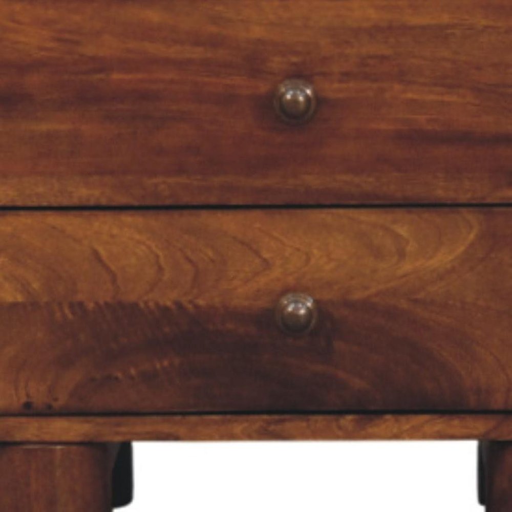 Chestnut Solid Wood Square Two Drawer Nightstand - 15-inch
