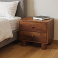 Chestnut Solid Wood Square Two Drawer Nightstand - 15-inch