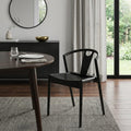 Black Solid Wood Open Back Dining Side Chair