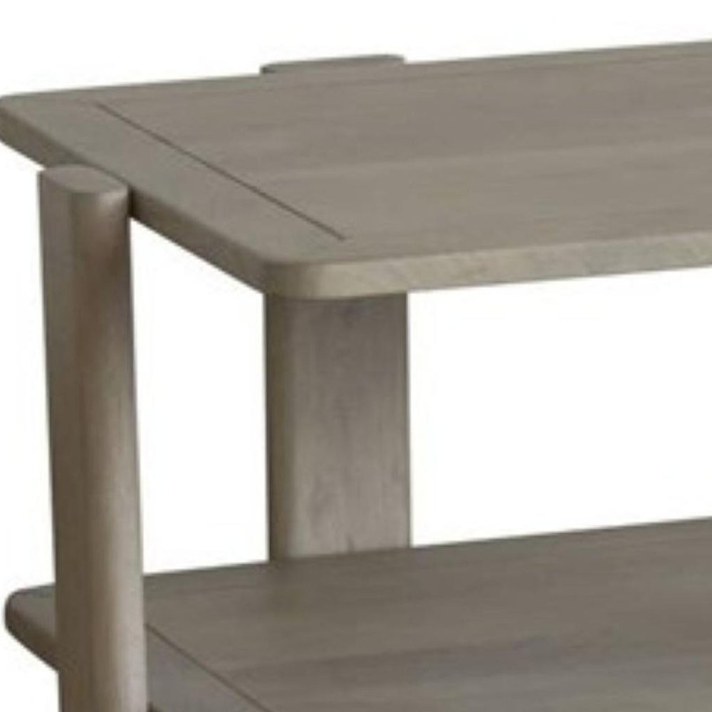 Natural Solid Wood Distressed Coffee Table with Shelf - 45-inch