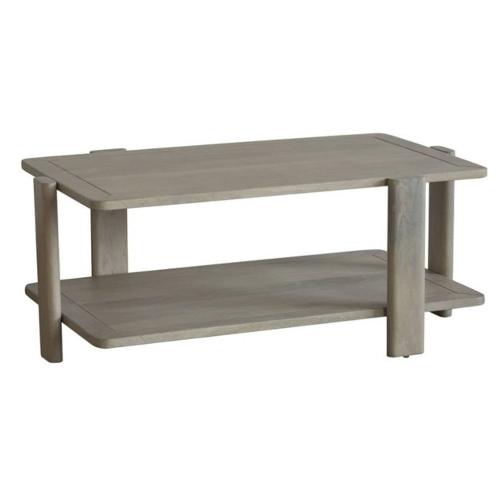 Natural Solid Wood Distressed Coffee Table with Shelf - 45-inch