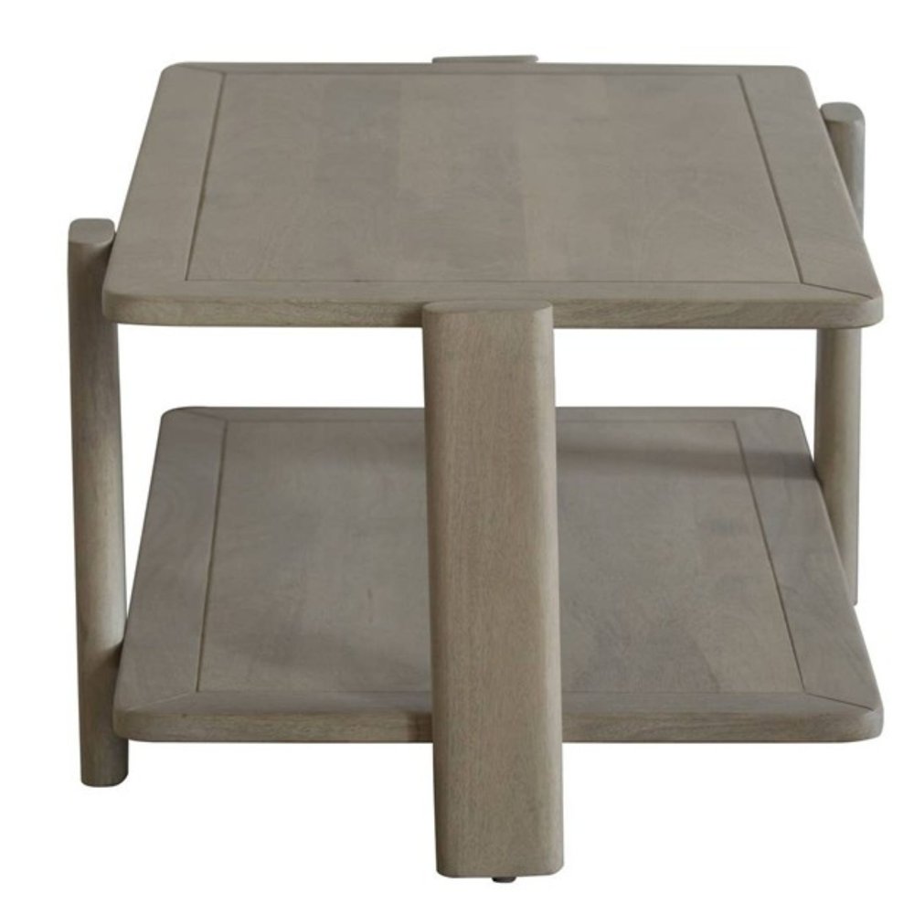 Natural Solid Wood Distressed Coffee Table with Shelf - 45-inch