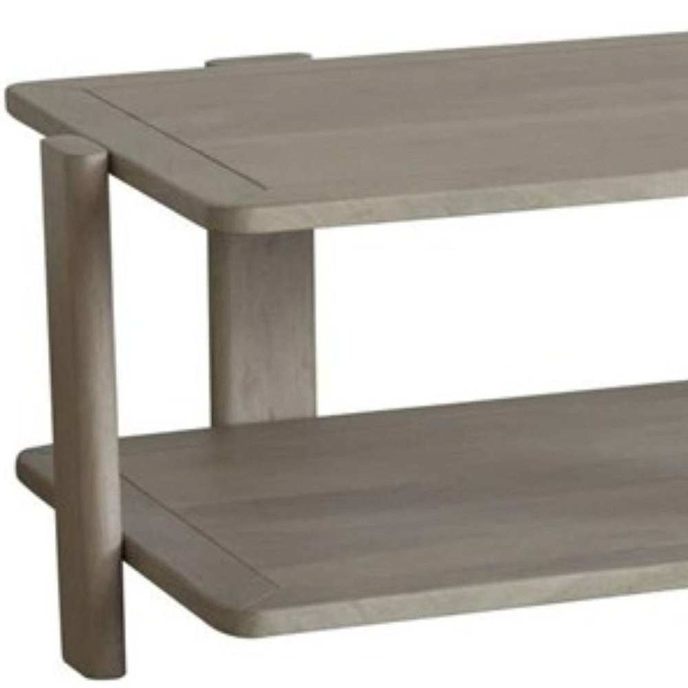 Natural Solid Wood Distressed Coffee Table with Shelf - 45-inch