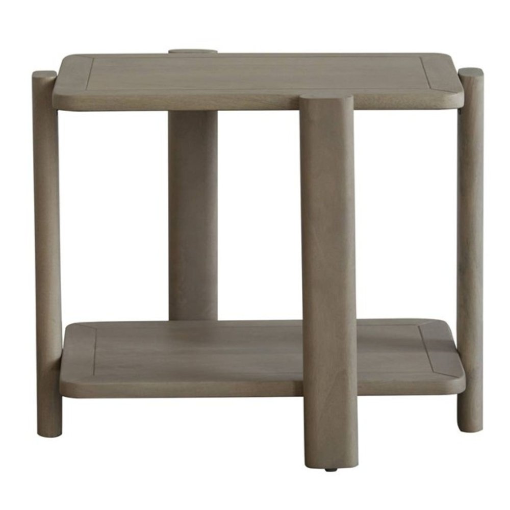 Natural Distressed Solid Wood End Table with Shelf - 22-inch