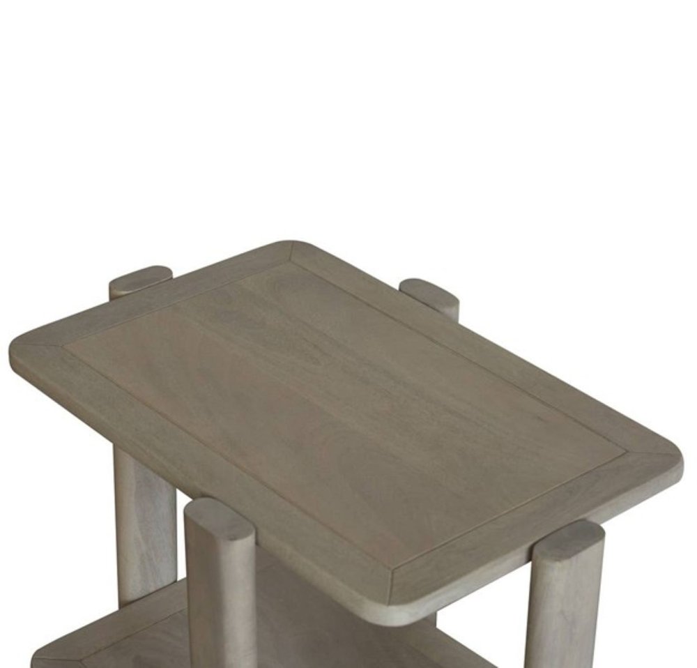 Natural Distressed Solid Wood End Table with Shelf - 22-inch