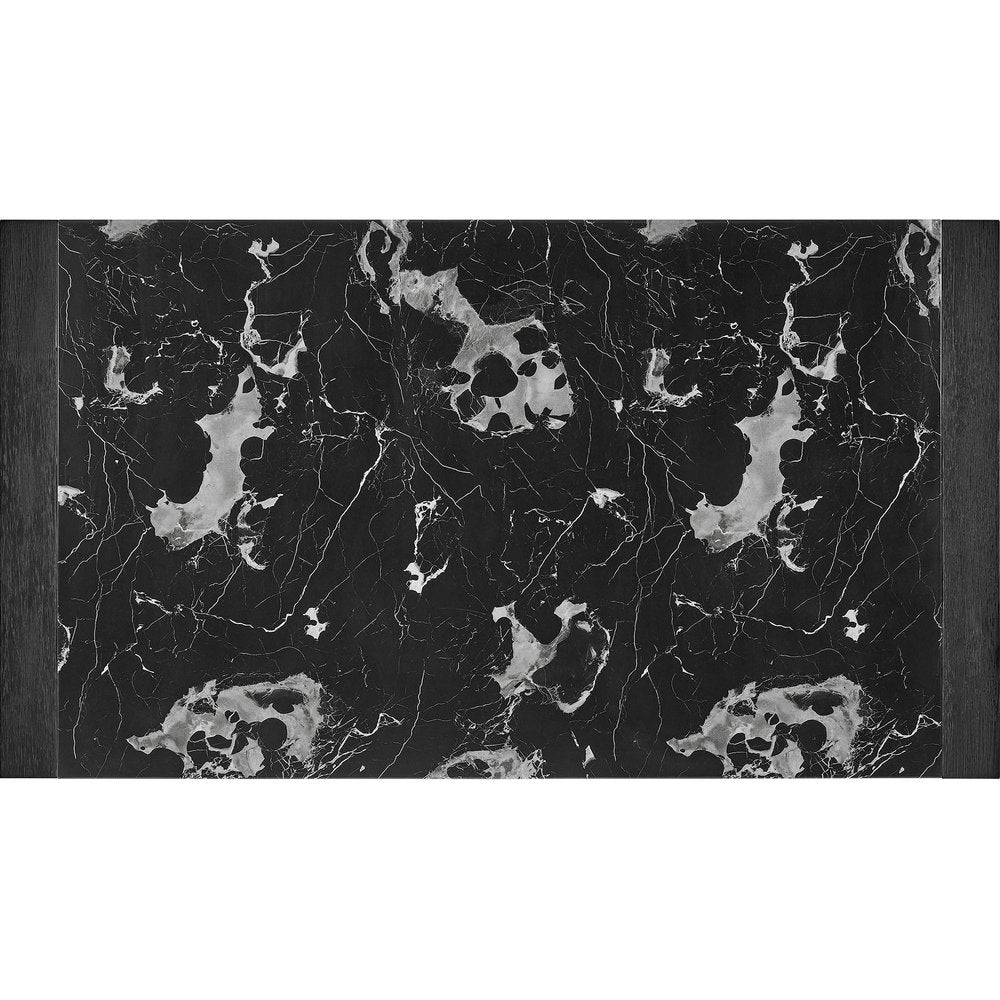 Black Faux Marble and Wood Dining Table - 68-inch
