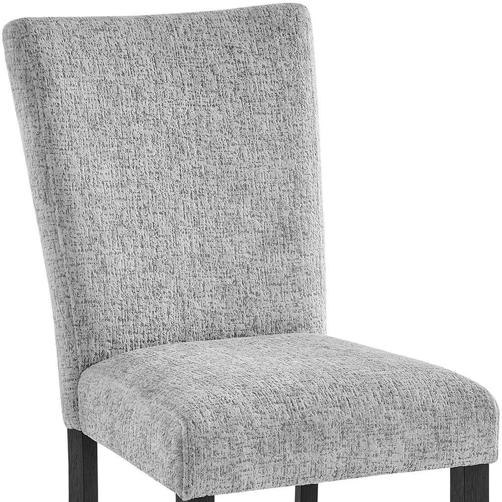 Set of Two Light Gray and Black Upholstered Fabric and Wood Dining Side Chairs