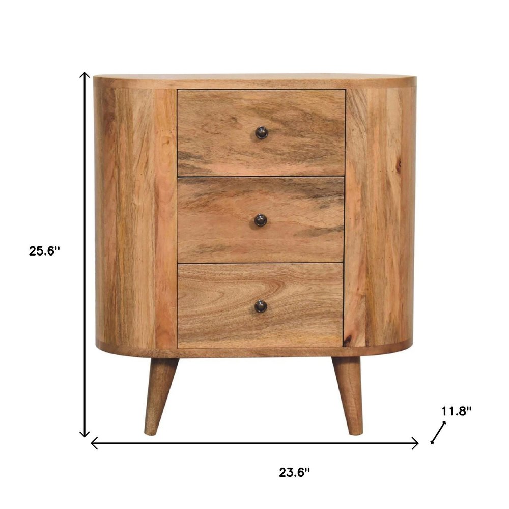 Oak Solid Wood Oval Accent Cabinet with Three Drawers - 26-inch