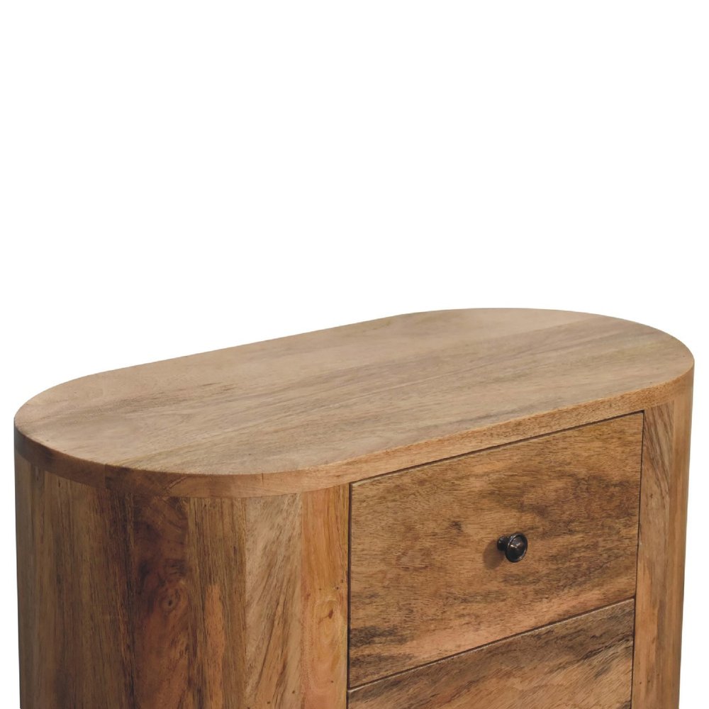 Oak Solid Wood Oval Accent Cabinet with Three Drawers - 26-inch
