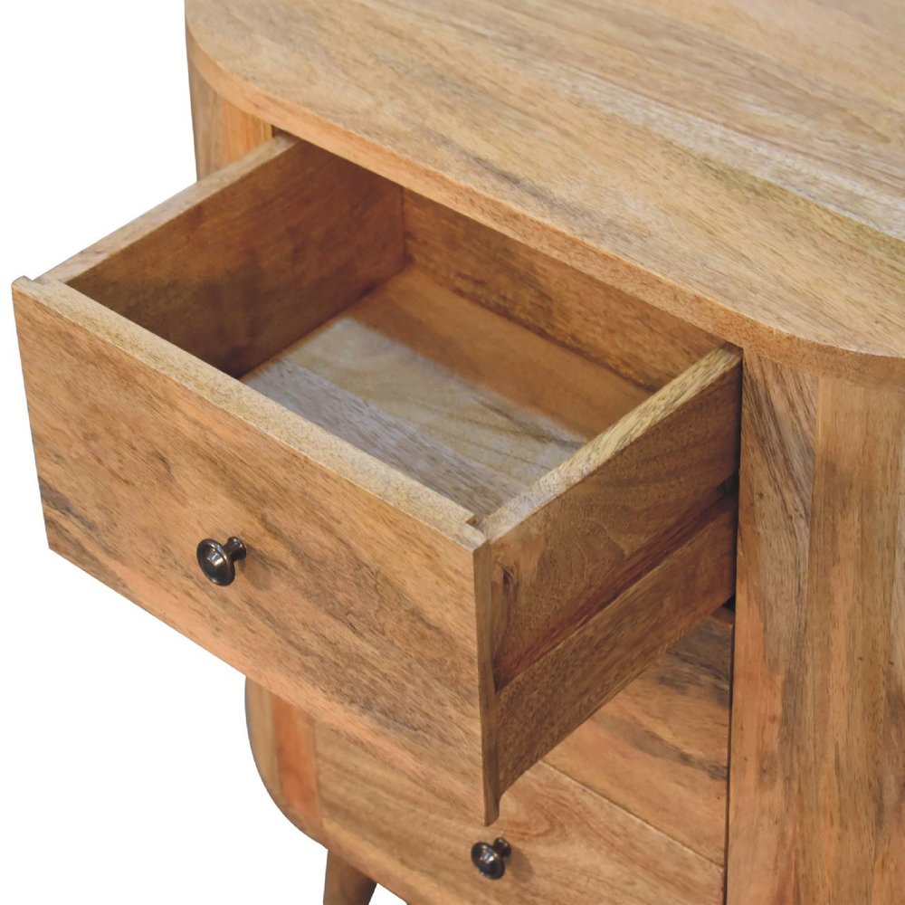 Oak Solid Wood Oval Accent Cabinet with Three Drawers - 26-inch