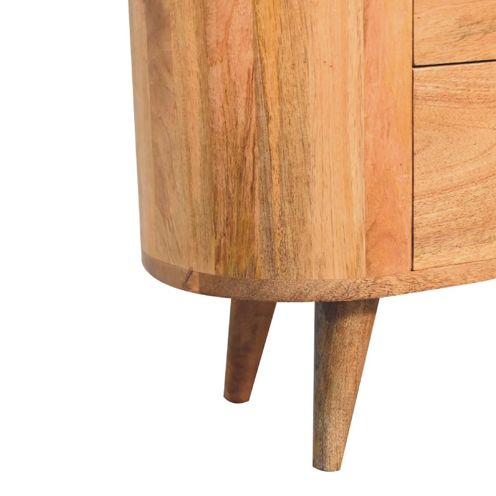 Oak Solid Wood Oval Accent Cabinet with Three Drawers - 26-inch