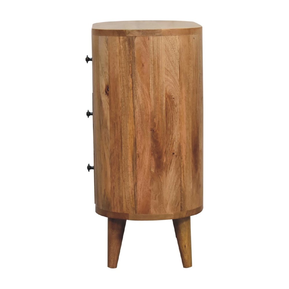 Oak Solid Wood Oval Accent Cabinet with Three Drawers - 26-inch