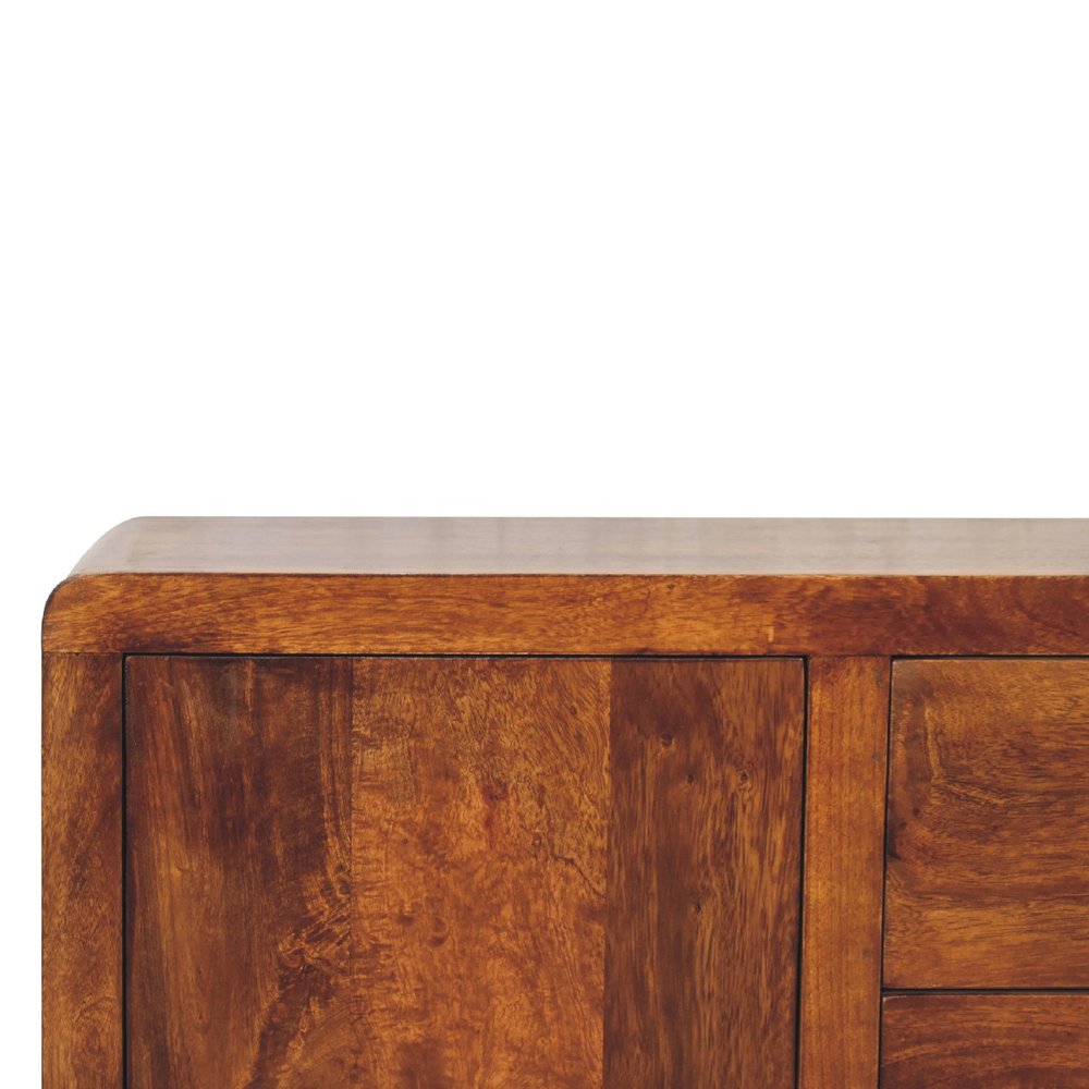 Brown Distressed Solid Wood Accent Cabinet with Single Door and Four Drawers