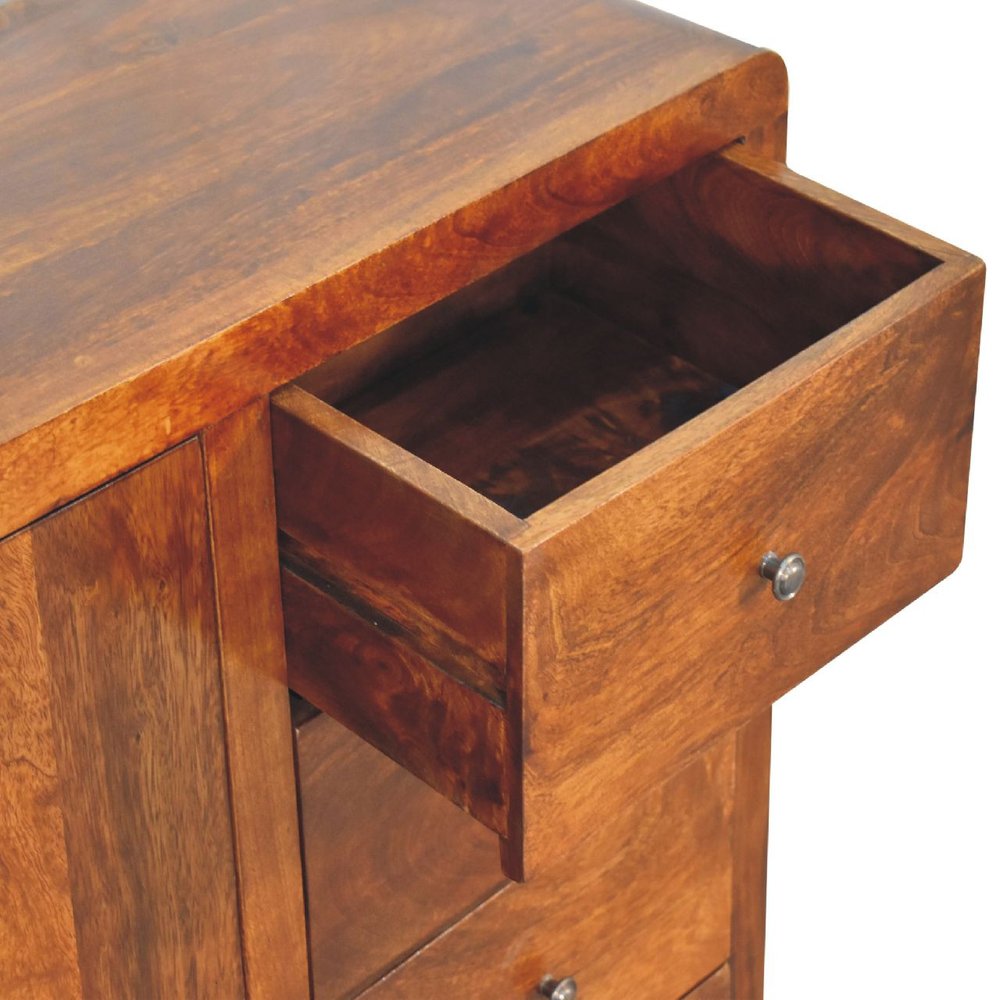 Brown Distressed Solid Wood Accent Cabinet with Single Door and Four Drawers