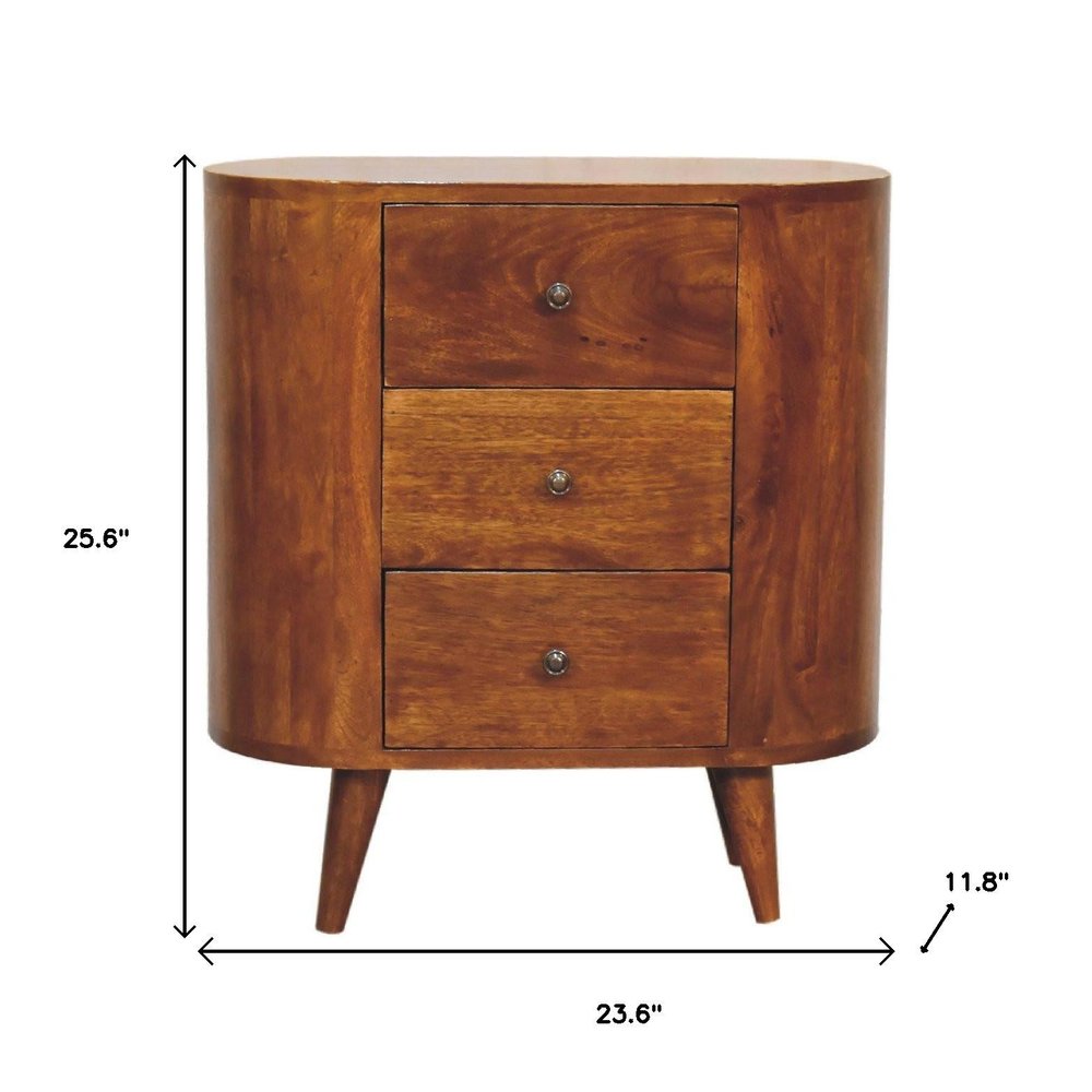 Chestnut Solid Wood Accent Cabinet with Two Doors and Three Drawers - 26-inch