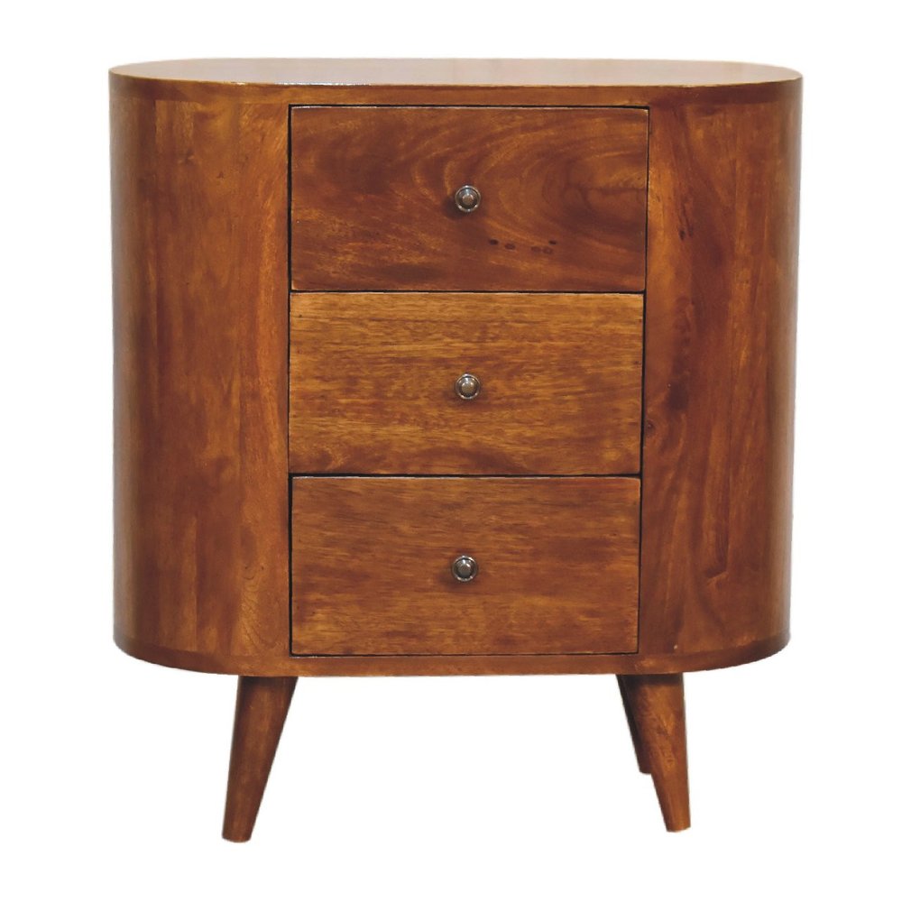 Chestnut Solid Wood Accent Cabinet with Two Doors and Three Drawers - 26-inch