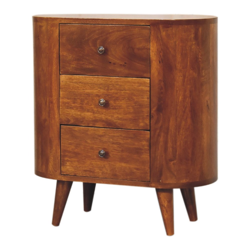 Chestnut Solid Wood Accent Cabinet with Two Doors and Three Drawers - 26-inch