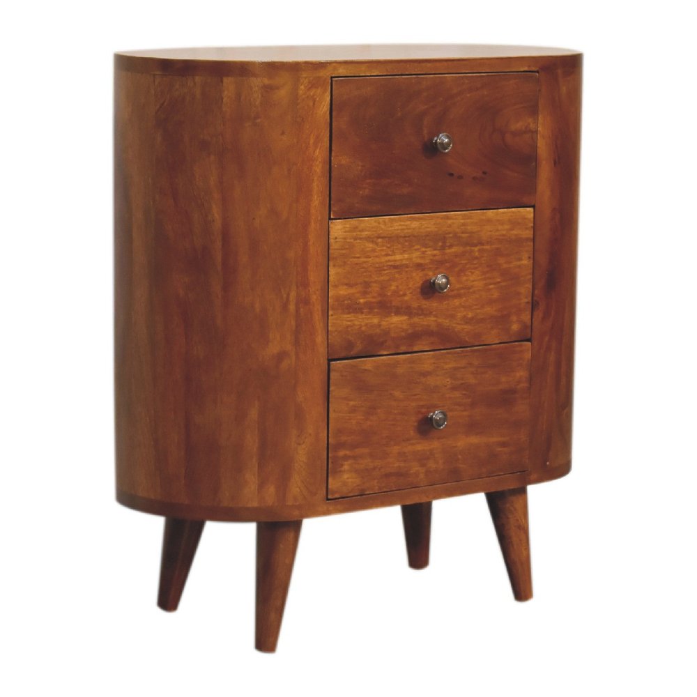 Chestnut Solid Wood Accent Cabinet with Two Doors and Three Drawers - 26-inch