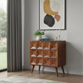 Chestnut Solid Wood Textured Door Accent Cabinet with Two Doors - 32-inch