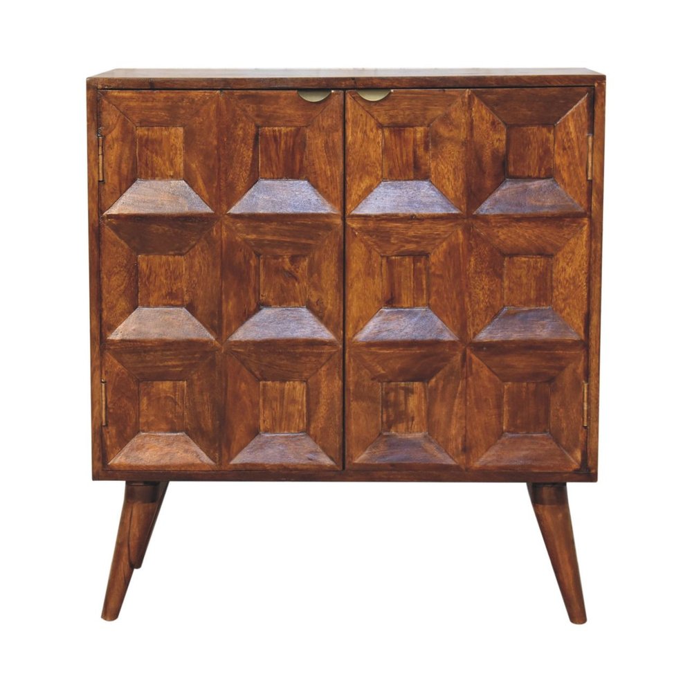Chestnut Solid Wood Textured Door Accent Cabinet with Two Doors - 32-inch