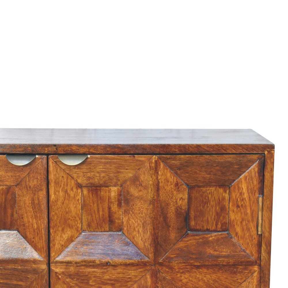 Chestnut Solid Wood Textured Door Accent Cabinet with Two Doors - 32-inch