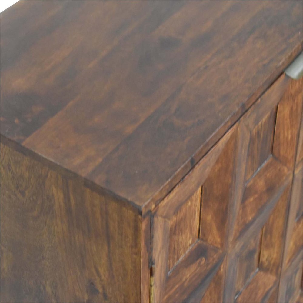 Chestnut Solid Wood Textured Door Accent Cabinet with Two Doors - 32-inch