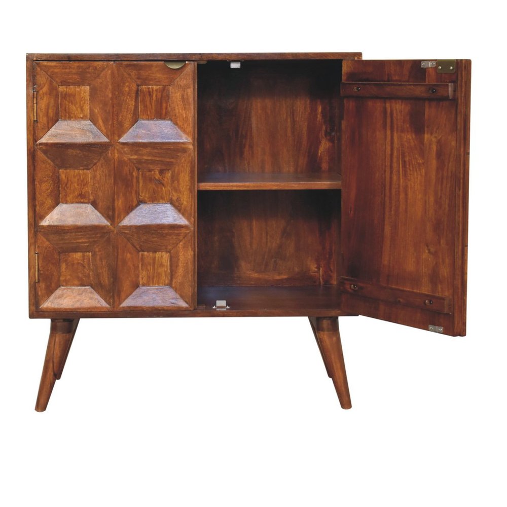 Chestnut Solid Wood Textured Door Accent Cabinet with Two Doors - 32-inch