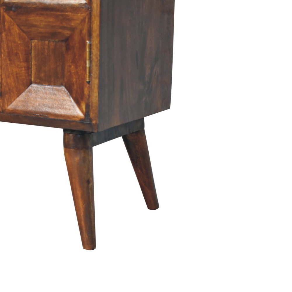 Chestnut Solid Wood Textured Door Accent Cabinet with Two Doors - 32-inch