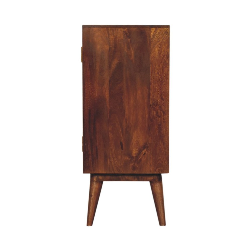 Chestnut Solid Wood Textured Door Accent Cabinet with Two Doors - 32-inch