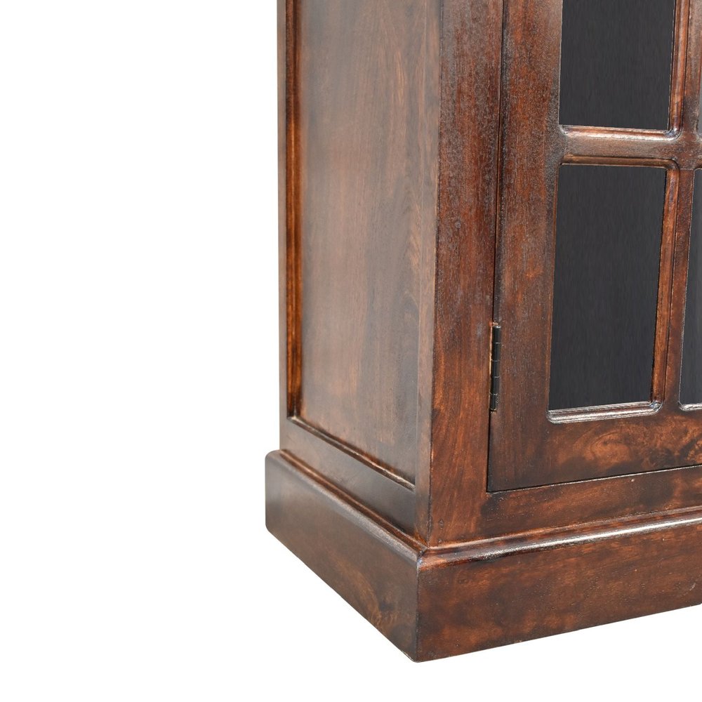 Walnut Solid Wood Accent Cabinet with Two Doors and Two Drawers - 35-inch