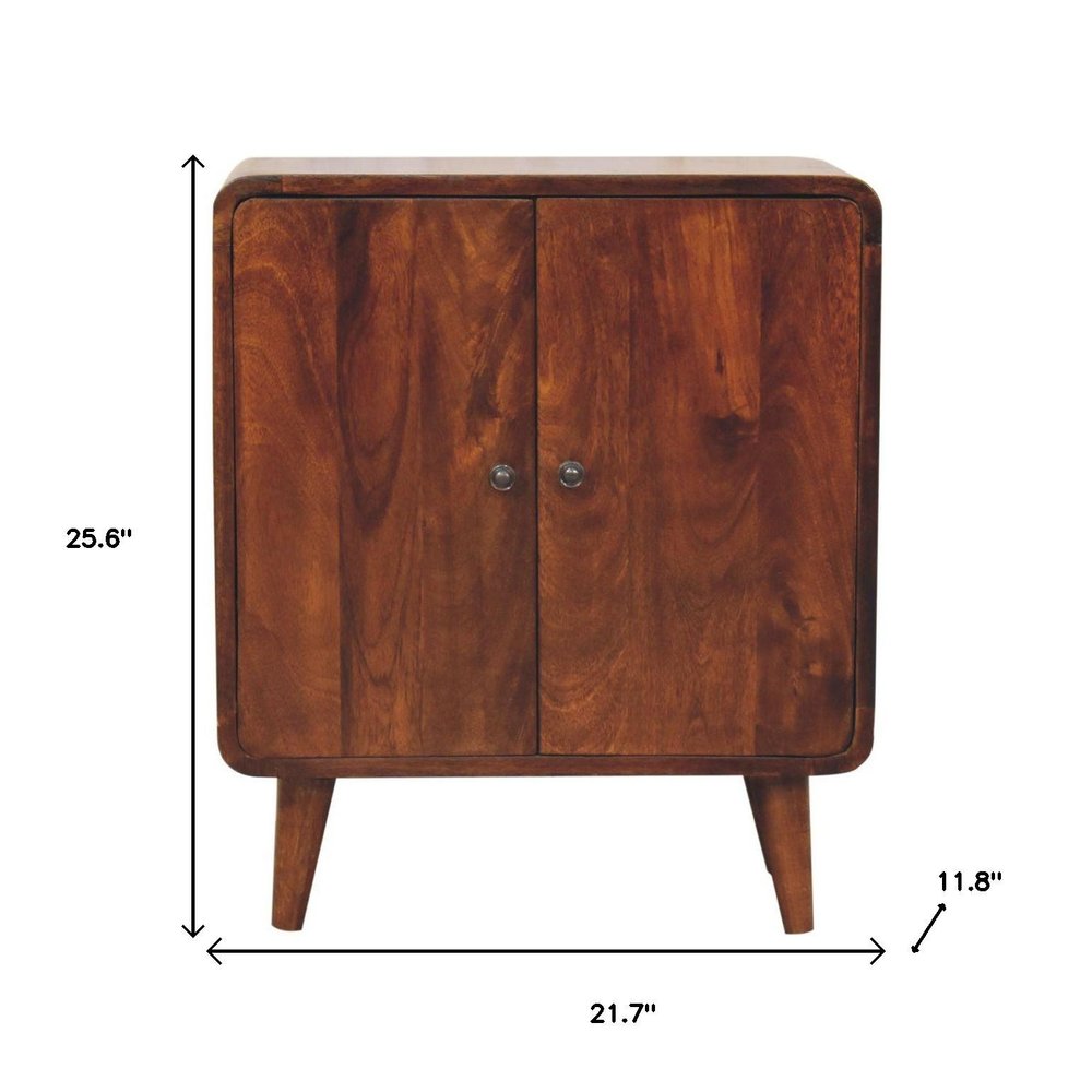 Brown Solid Wood Accent Cabinet with Two Doors - 26-inch