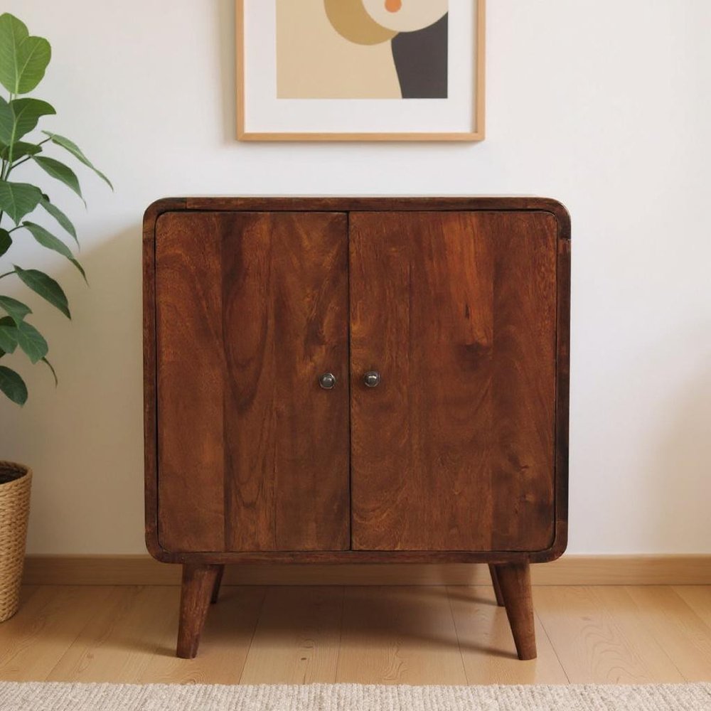 Brown Solid Wood Accent Cabinet with Two Doors - 26-inch