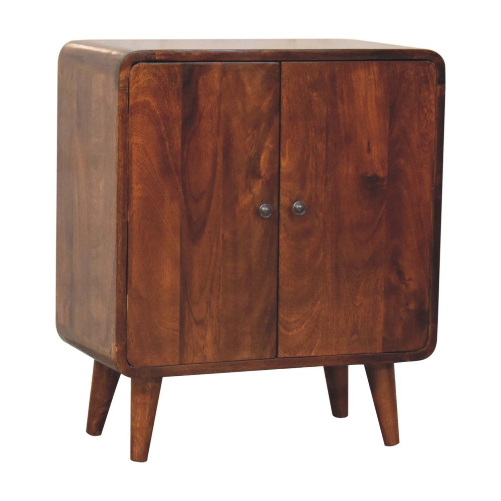 Brown Solid Wood Accent Cabinet with Two Doors - 26-inch