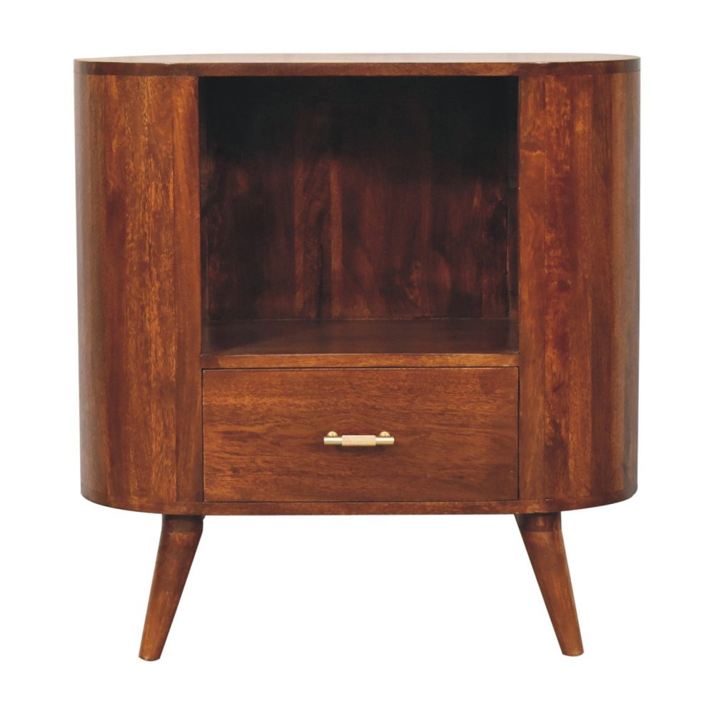 Chestnut Solid Wood Oval Accent Cabinet with One Drawer - 30-inch